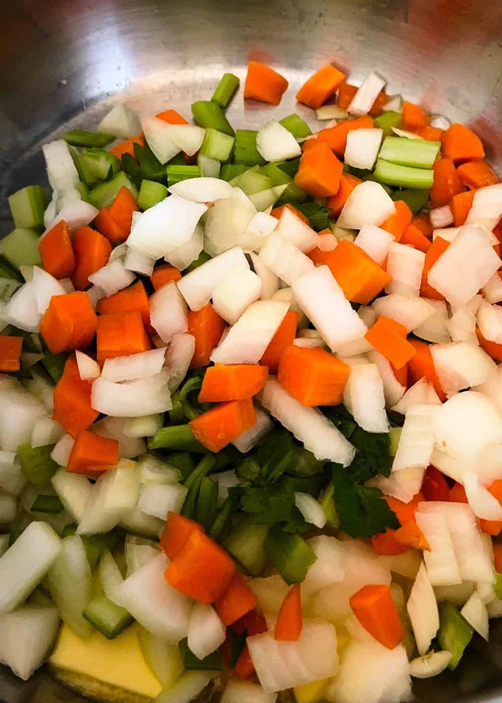 veggies cooking for gnocchi soup
