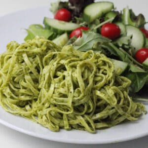 Linguine with Dairy Free Spinach Lemon Pesto