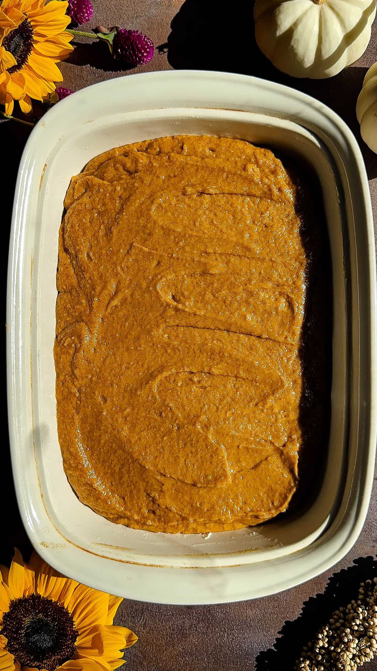 batter in pan for baking