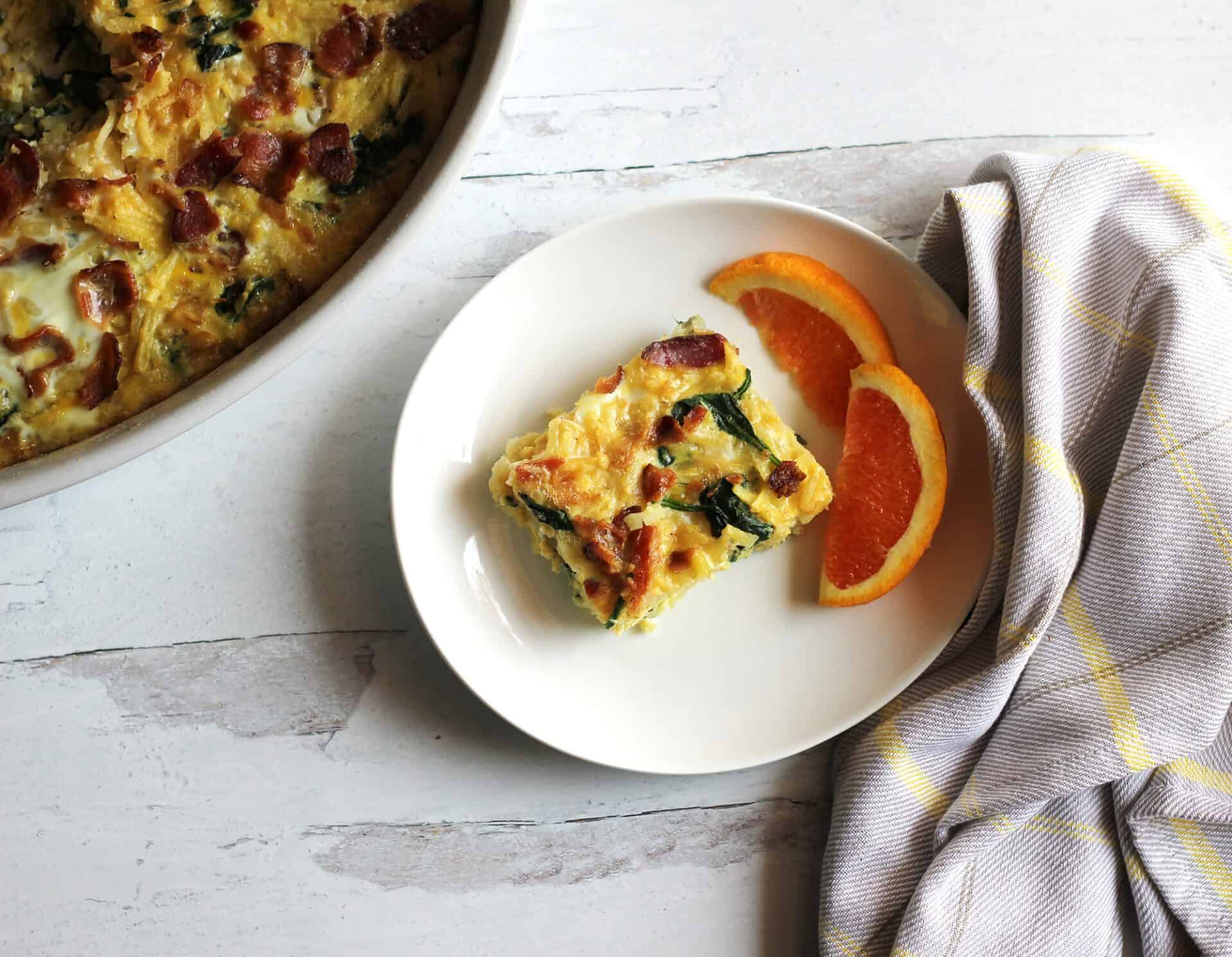 Dairy Free Egg Casserole with Bacon, Potato, and Spinach Milk Free Mom