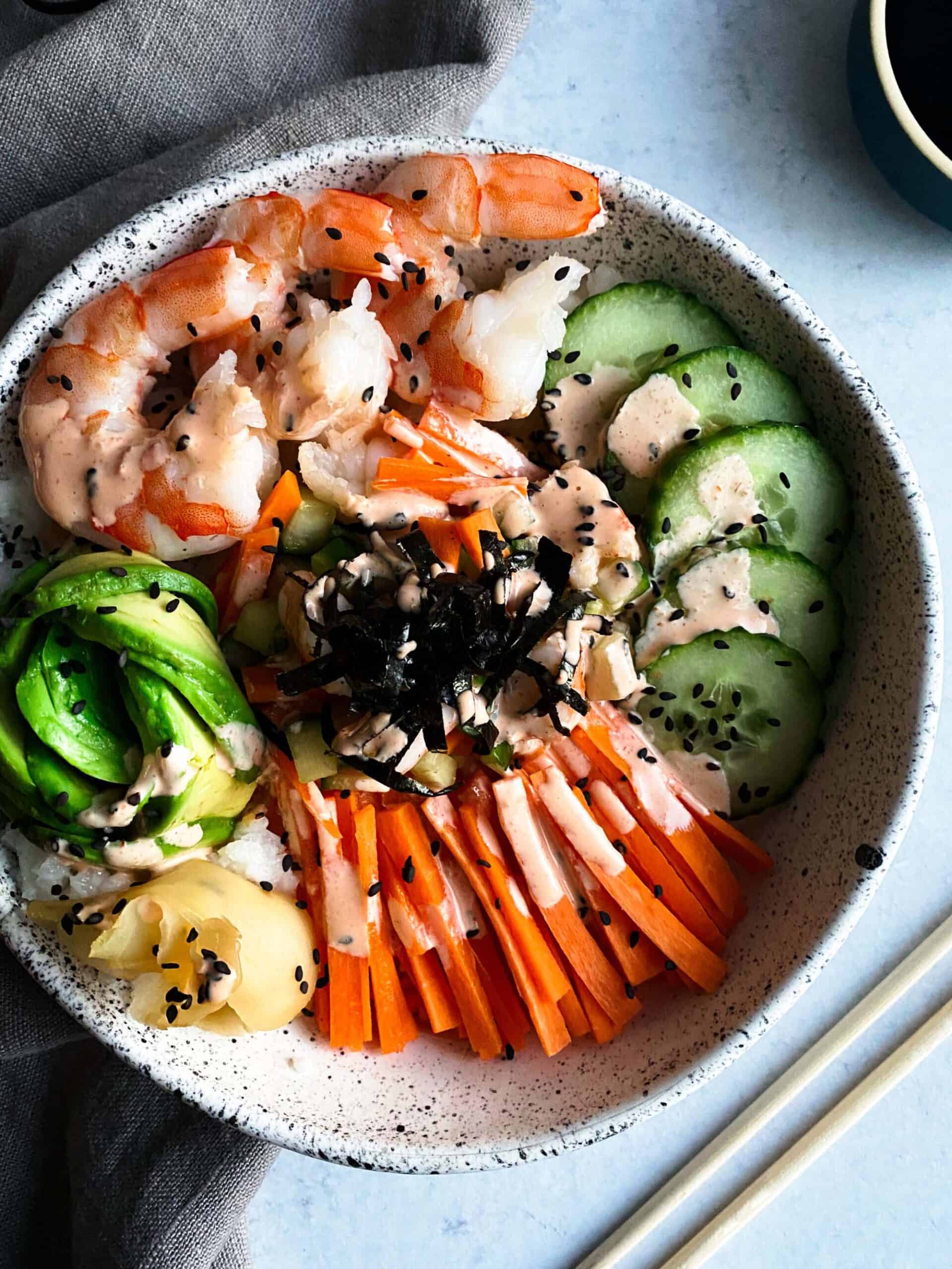 gluten free shrimp sushi bowls