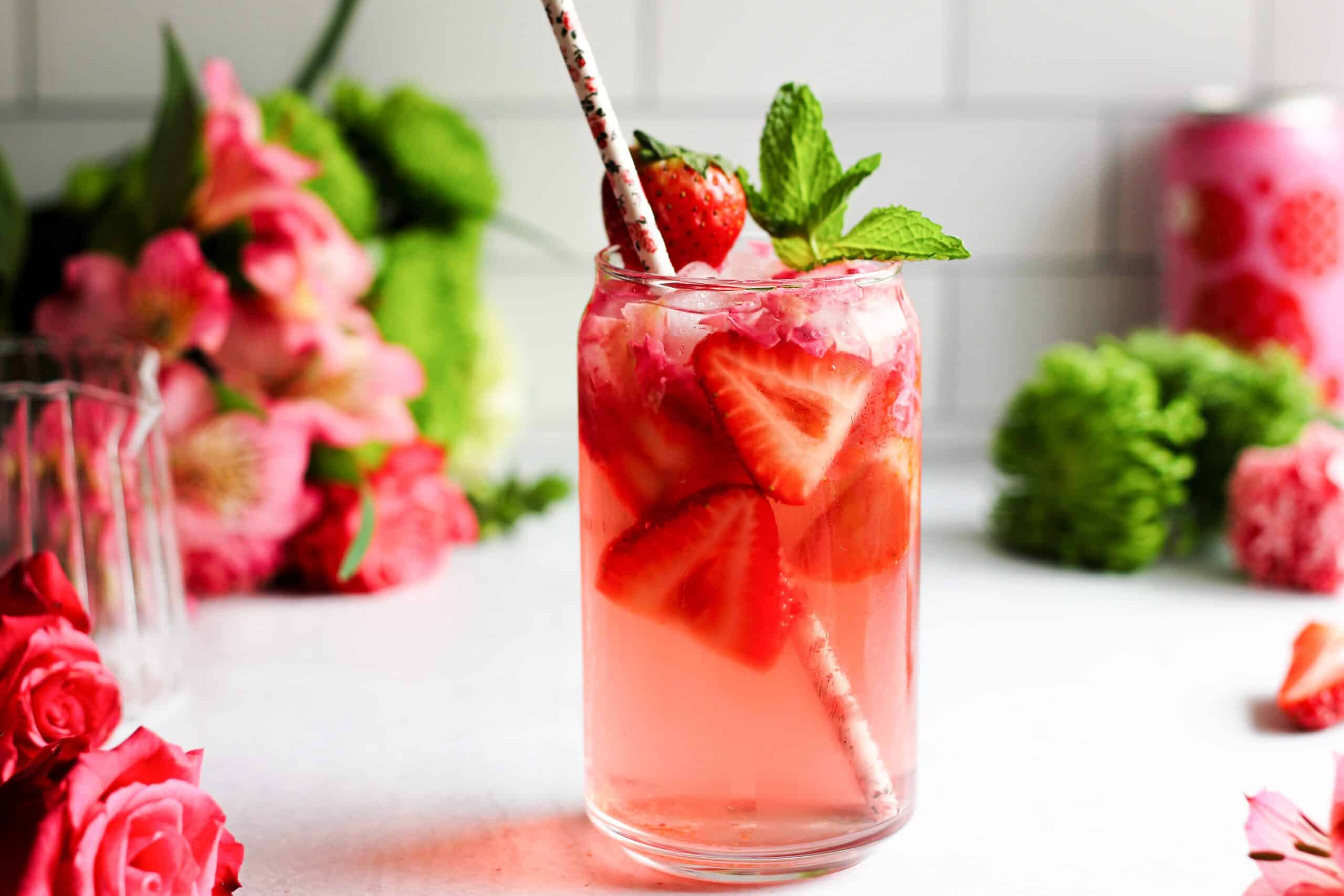 rose petal and berry mocktail