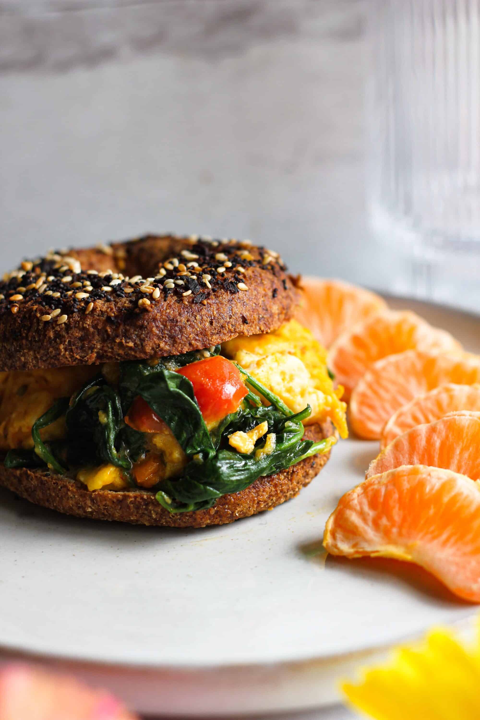 egg sandwich with spinach