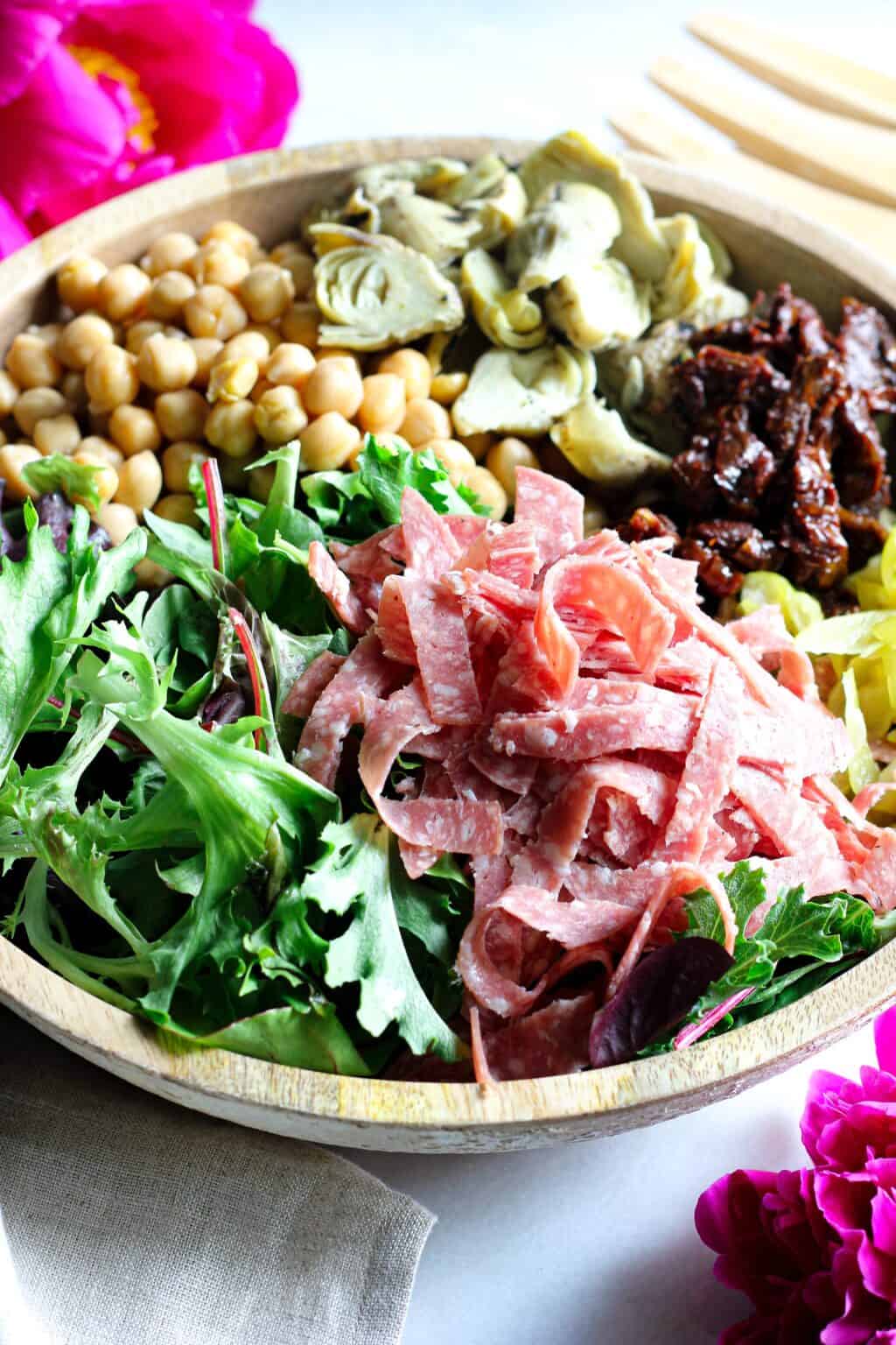 Italian Salad with Chickpeas and Salami Milk Free Mom