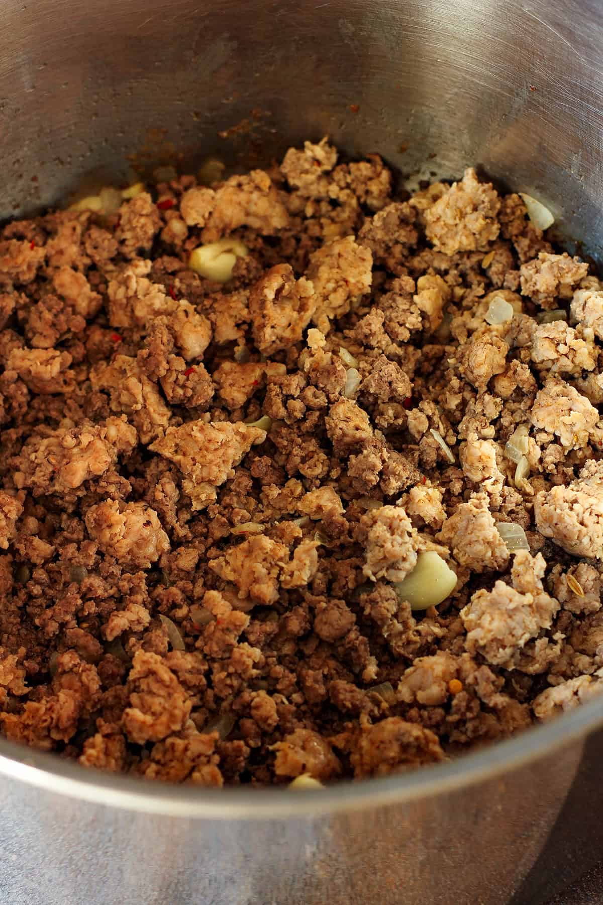 browned meat for sauce