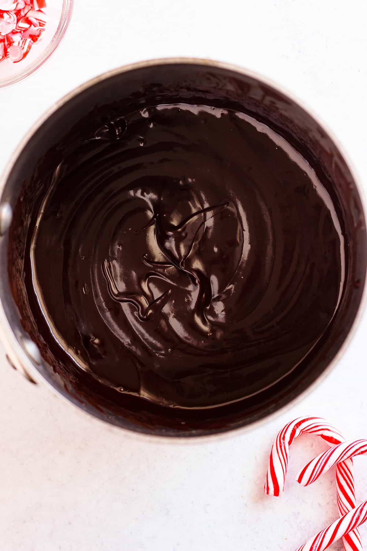 melted chocolate for fudge