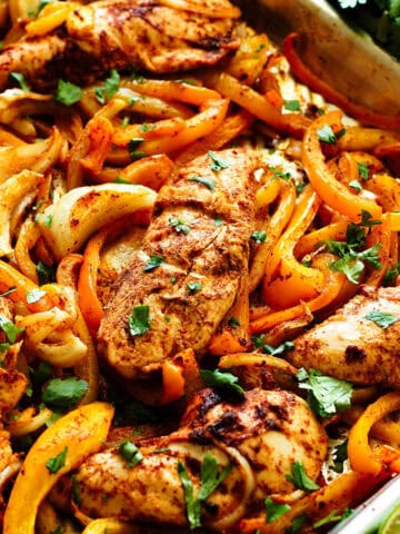 chicken fajita sheetpan with sweet potatoes