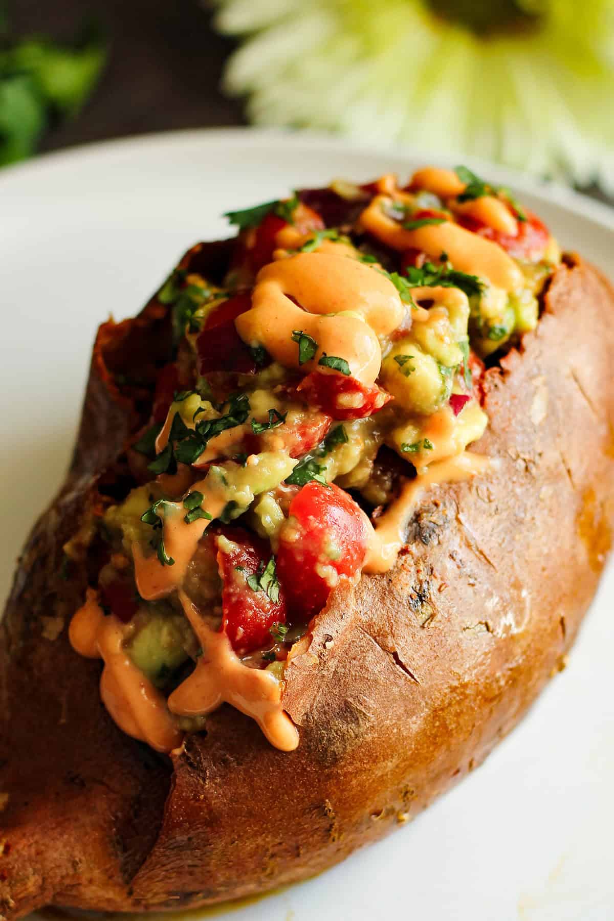 ground chicken taco meat stuffed sweet potatoes