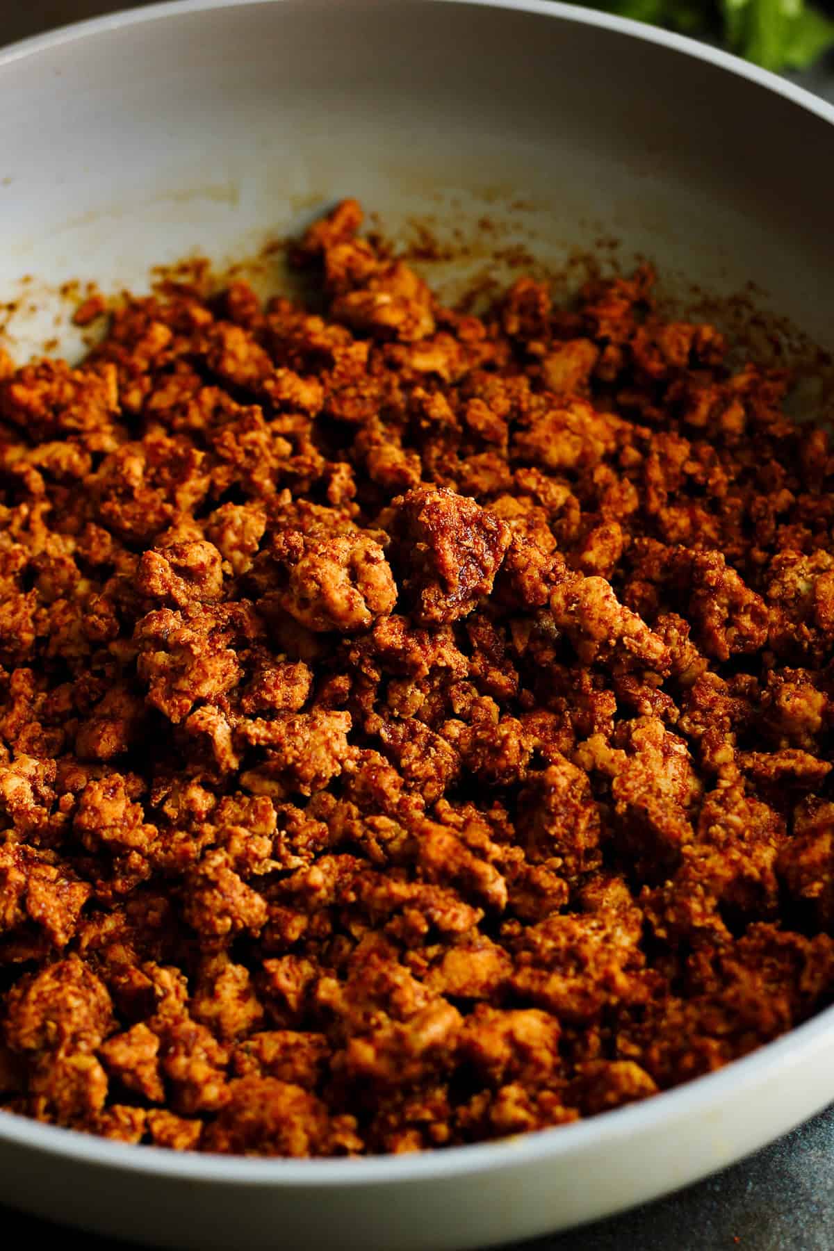 cooked ground chicken with taco spices