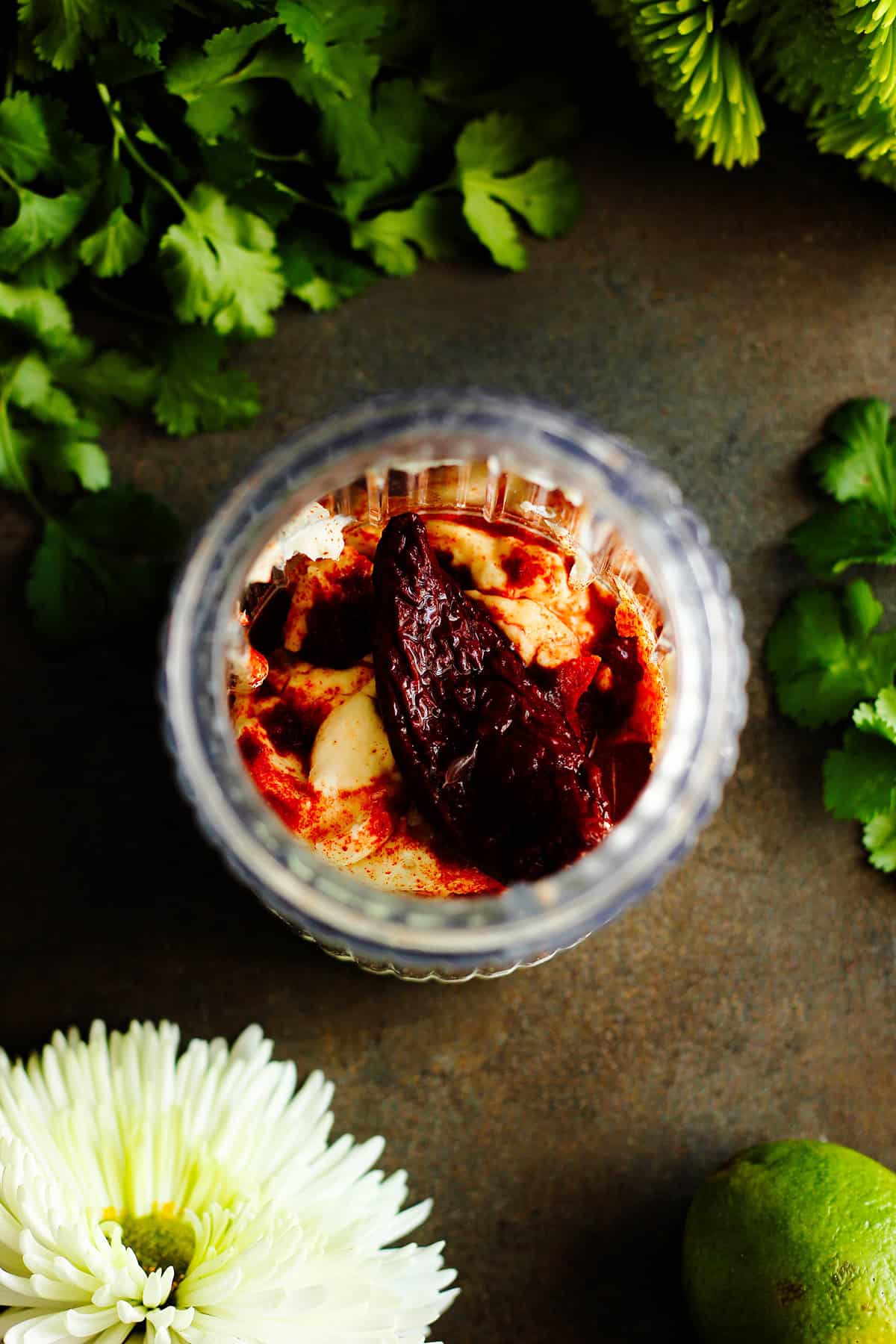 ingredients added to blender for chipotle sauce