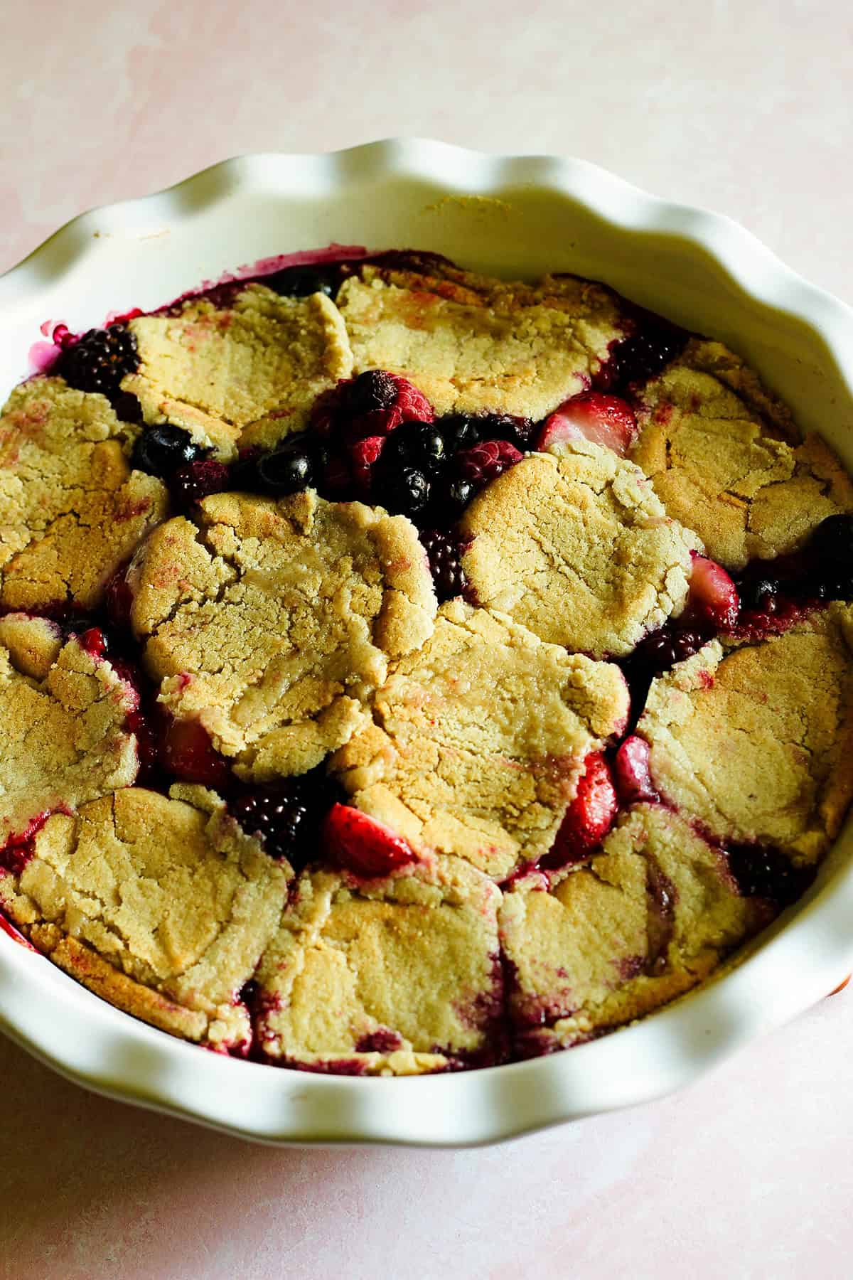 berry cobbler baked fresh out of the oven